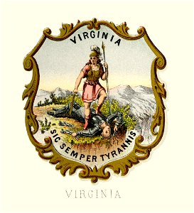 Virginia state coat of arms (illustrated, 1876). Free illustration for personal and commercial use.