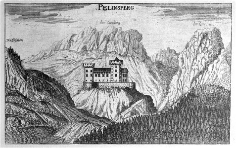 Vischer - Topographia Ducatus Stiriae - 300 Pflinsberg bei Altaussee. Free illustration for personal and commercial use.