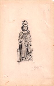 Virgen de Olaz, pencil, 1891, by Mariano Pedrero. Free illustration for personal and commercial use.
