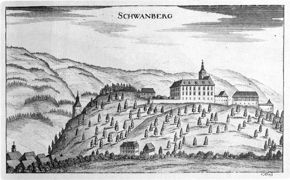 Vischer - Topographia Ducatus Stiriae - 384 Schwanberg bei Deutschlandsberg