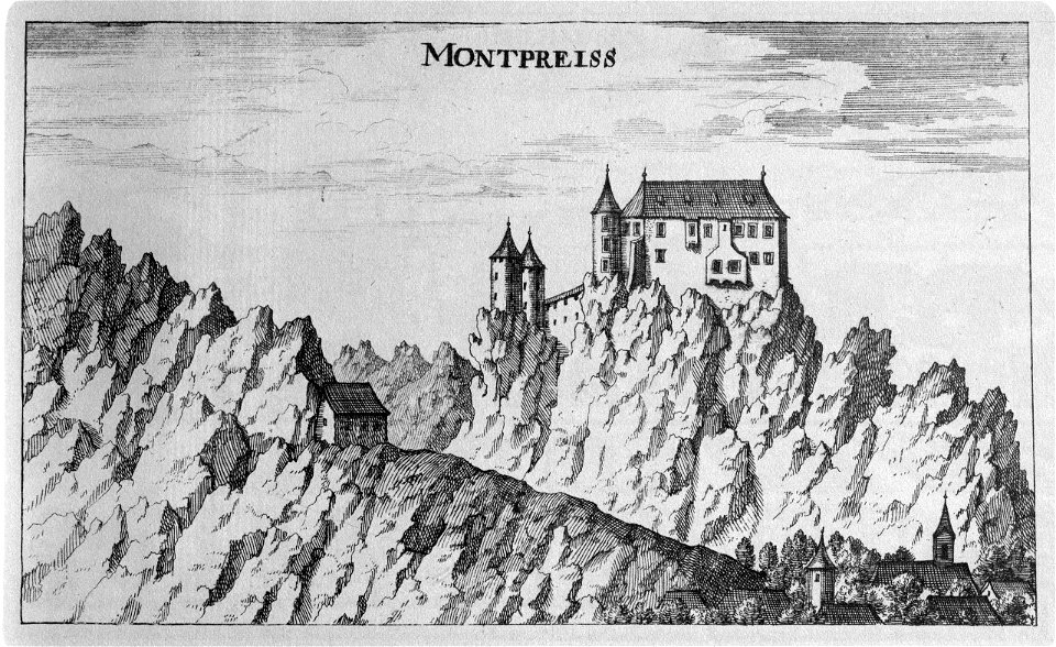 Vischer - Topographia Ducatus Stiria - 264 Montpreis bei Lichtenwald - Planina