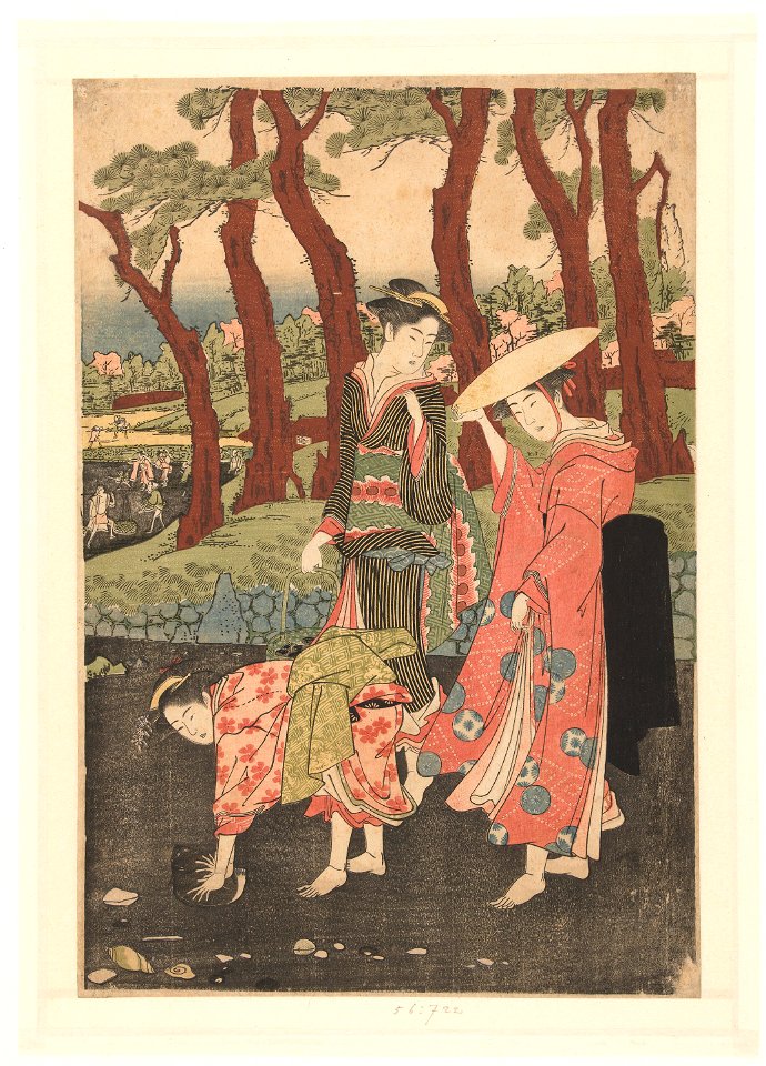 Vissen en schelpen verzamelen bij laag water-Rijksmuseum RP-P-1956-722
