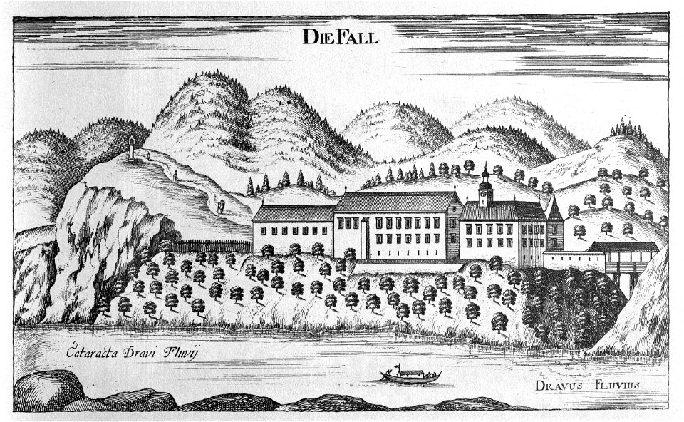 Vischer - Topographia Ducatus Stiria - 061 Fall an der Drau bei Marburg - Fala