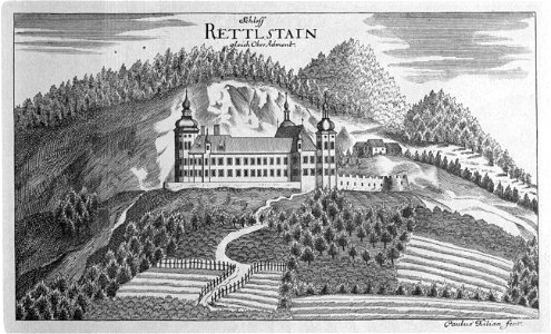 Vischer - Topographia Ducatus Stiriae - 353 Rötzelstein bei Admont - Kupferstich aus anderer Quelle