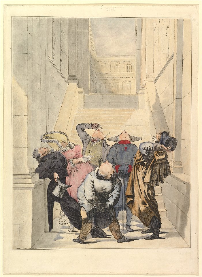 Visitors to the Salon Exhibition, Admiring the Ceiling, 1824