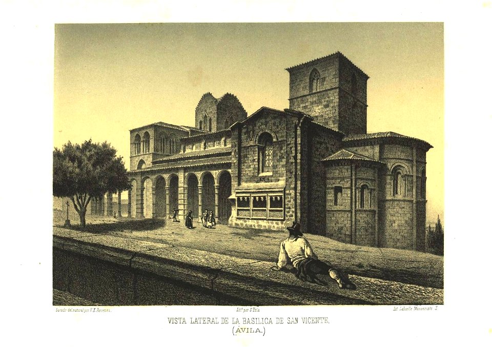 Vista lateral de la Basílica de San Vicente (1865) - Parcerisa, F. J.