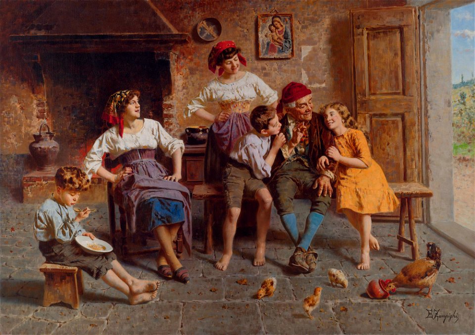 Visiting grandfather, by Eugenio Zampighi