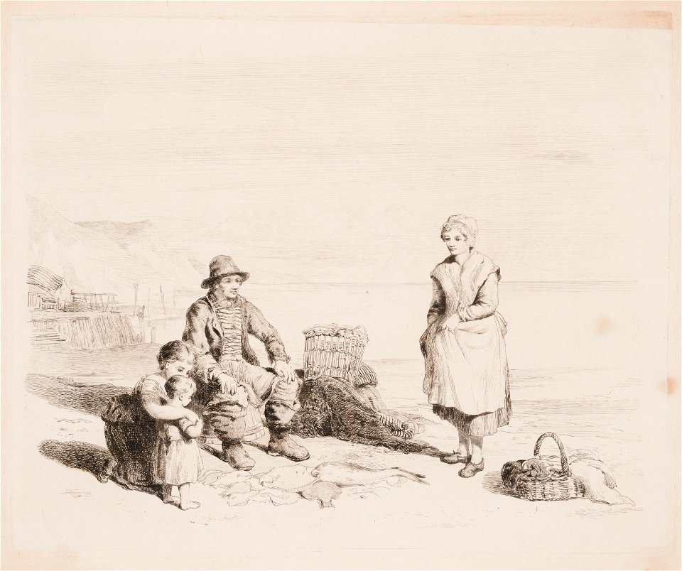 Vissersfamilie op het strand, objectnr A 14223