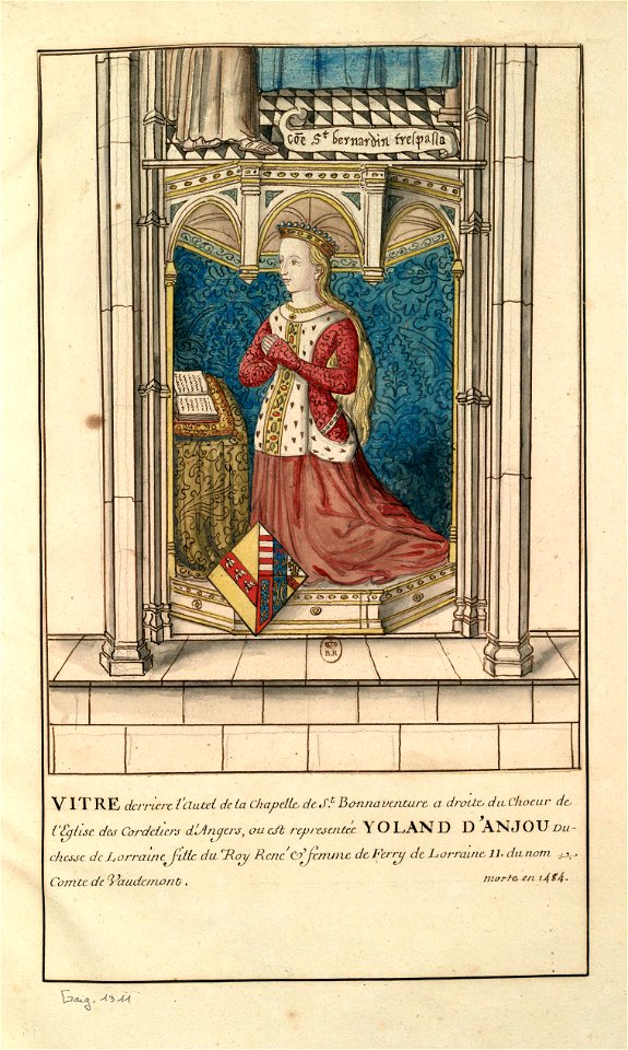 Vitrail de Yolande d'Anjou aux Cordeliers d'Angers