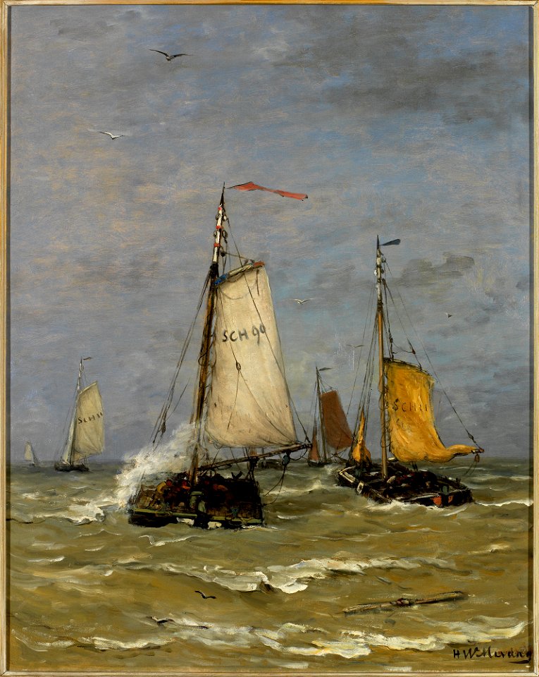 Vissersschepen by HW Mesdag