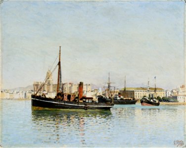 Vista del puerto de Málaga - Emilio Ocón y Rivas