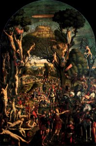 Vittore carpaccio, Crucifixion and Apotheosis of the Ten Thousand Martyrs. Free illustration for personal and commercial use.