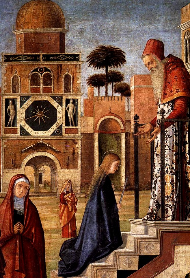 Vittore carpaccio, scuola degli albanesi, presentazione della vergine al tempio 02