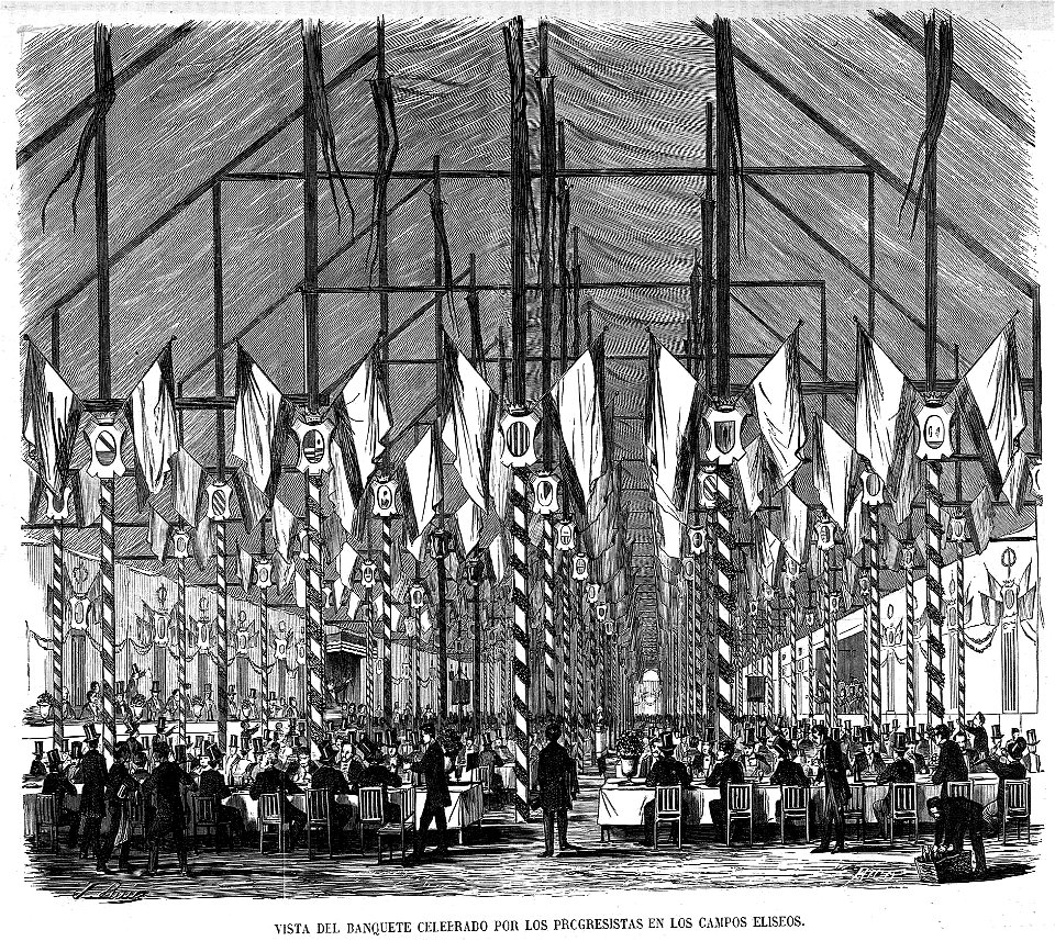 Vista del banquete celebrado por los progresistas en los Campos Elíseos, de Ruiz