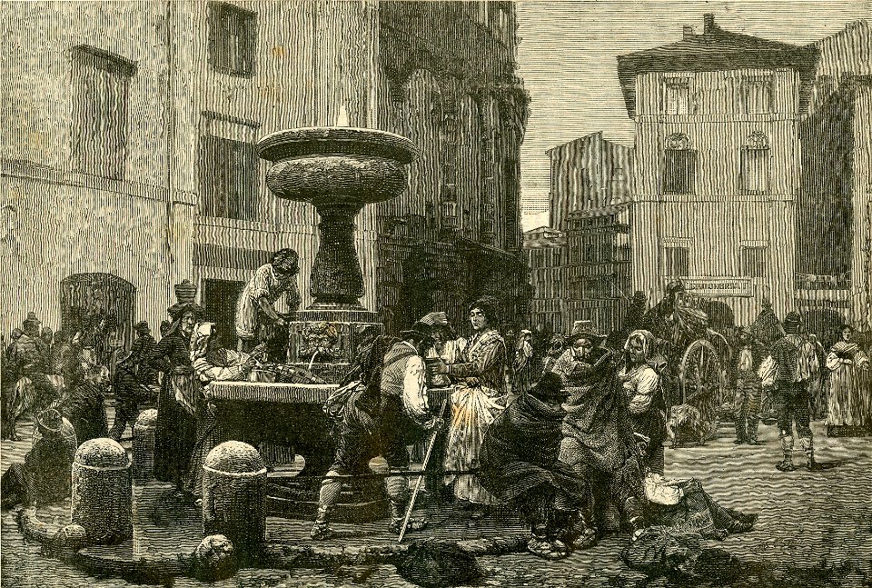 Vita popolare della vecchia Roma Piazza Montanara