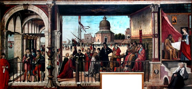 Vittore Carpaccio - Sant'Orsola polyptich - Arrivo degli ambasciatori inglesi presso il re di Bretagna