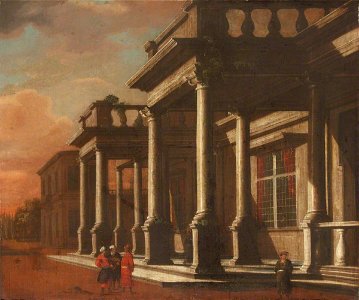 Viviano Codazzi (c.1604-1670) (follower of) - Capriccio of Palace Architecture with Orientals Conversing - 1548077 - National Trust