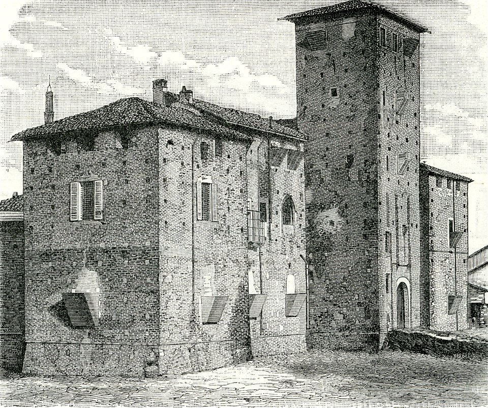 Voghera il castello o carcere giudiziario xilografia di Barberis