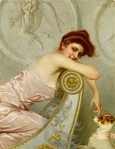Vittorio Matteo Corcos Junge Dame mit Hündchen c1895