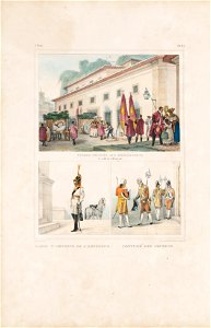 Vivres portés aux prisonniers. La veille de la Pentecote - Garde d´honneur de l´Empereur - Costume des archers, da Coleção Brasiliana Iconográfica
