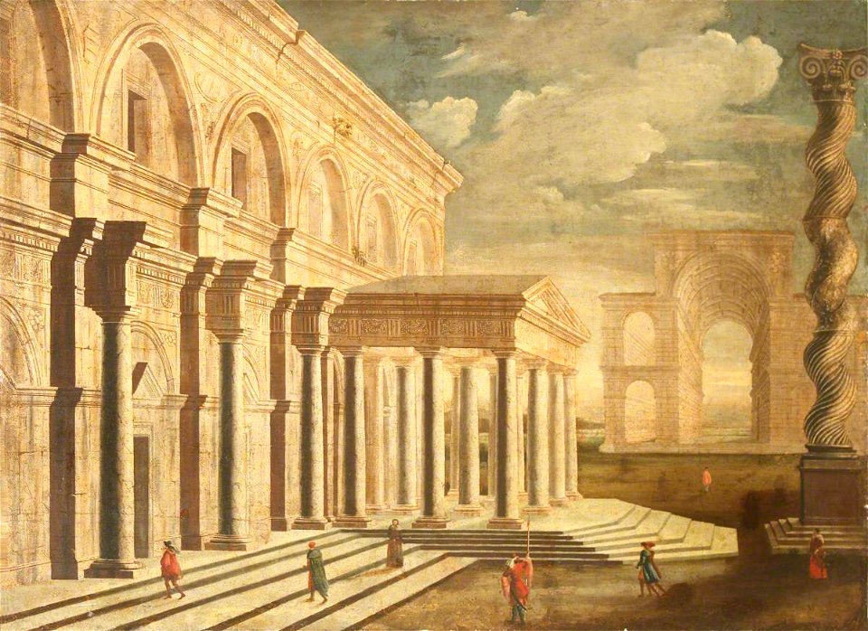 Viviano Codazzi (c.1604-1670) (circle of) - Capriccio View of Classical Bulidings with a Salomonic Column and Figures - 1548006 - National Trust