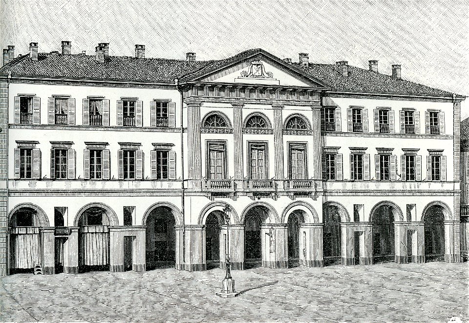 Voghera palazzo municipale xilografia di Barberis