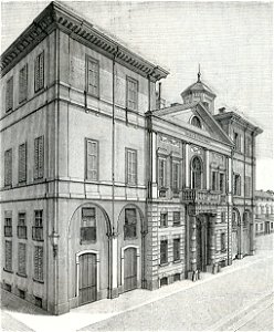 Voghera palazzo della cassa di risparmio xilografia di Barberis