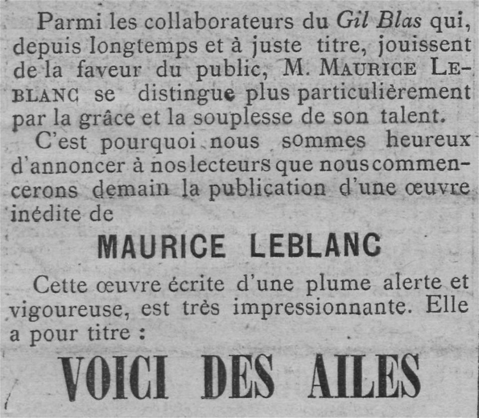 Voici des ailes (Gil Blas, Annonce 18971210)