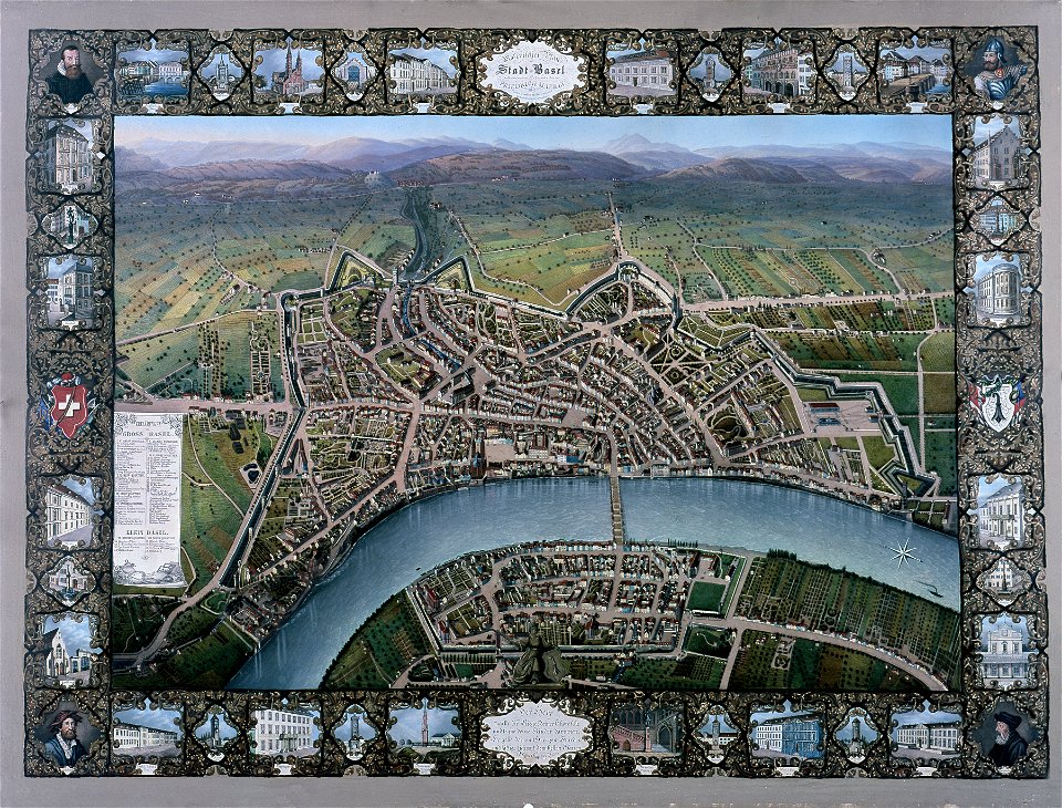 Vogelschauplan Basel 1847 Johann Friedrich Mähly HMB 1901-108 C110