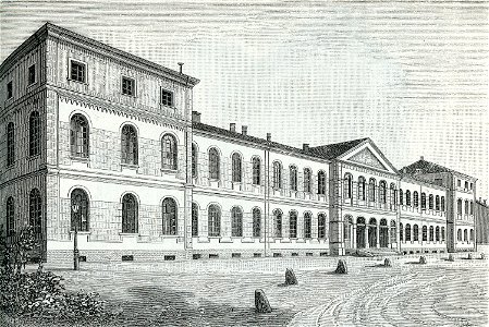 Voghera palazzo delle scuole comunali xilografia di Barberis