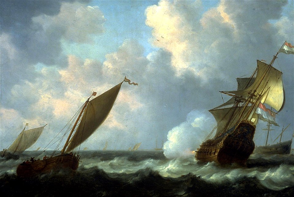 Simon de Vlieger - Marine met Nederlandse schepen
