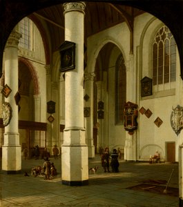 Interior of the Oude Kerk in Delft by Hendrick van Vliet Mauritshuis 203. Free illustration for personal and commercial use.