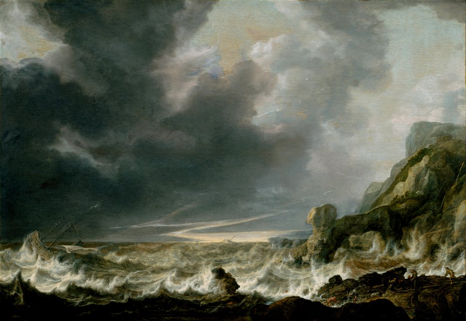 Vlieger, Simon de - Ship in Distress off a Rocky Coast - Google Art Project