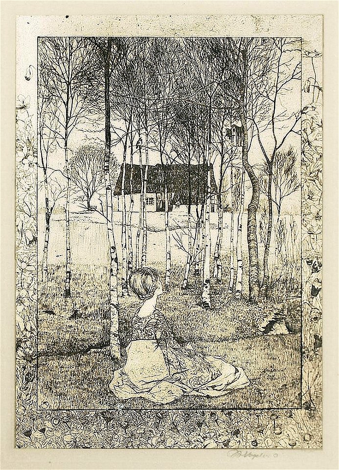 Heinrich Vogeler Frühling Radierung 1896