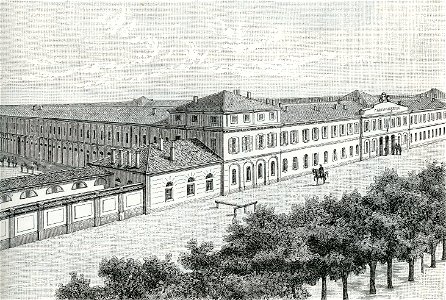 Voghera caserma di cavalleria Vittorio Emanuele xilografia di Barberis
