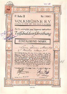 Volksbühne 1000 Mk 1921