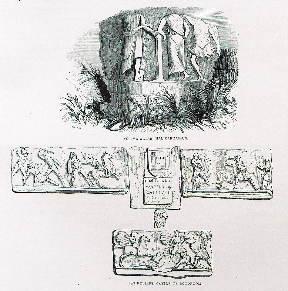 Votive altar, Halicarnassus Bas-reliefs, castle of Bodrum - Allan John H - 1843