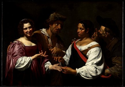 Simon Vouet - The Fortune Teller - WGA25350. Free illustration for personal and commercial use.