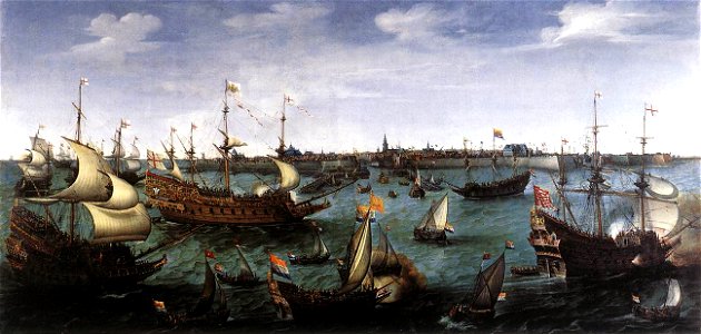 Hendrik Cornelisz. Vroom - The Arrival at Vlissingen of the Elector Palatinate Frederick V - WGA25402. Free illustration for personal and commercial use.