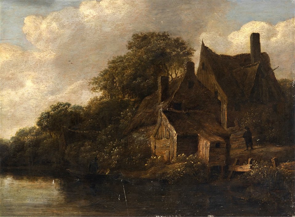 Roelof Jansz. van Vries - Thatched cottage by the river