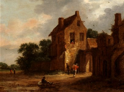Roelof Jansz. van Vries - Figures by the gateway to a fortified village