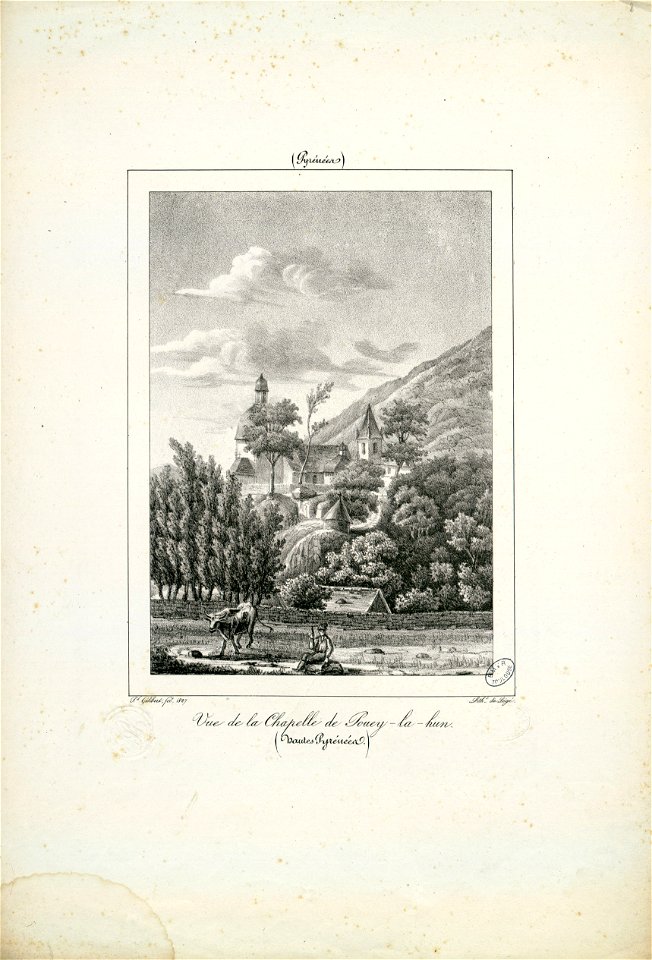 Vue de la Chapelle de Pouey-la-hun (Hautes Pyrénées) - 1827 - Fonds Ancely - B315556101 A GELIBERT 1 008
