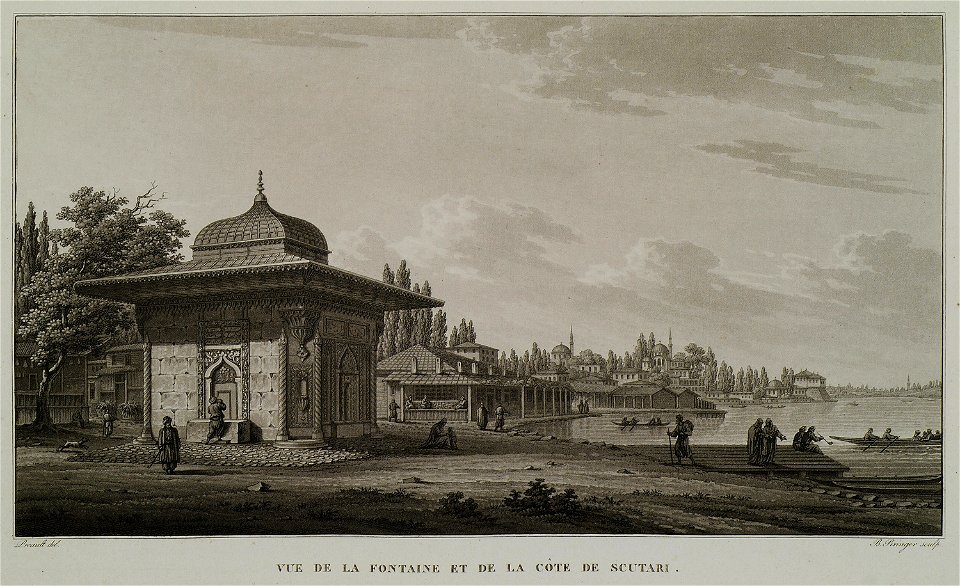 Vue de la fonatine et de la côte de Scutari - Pertusier Charles - 1817