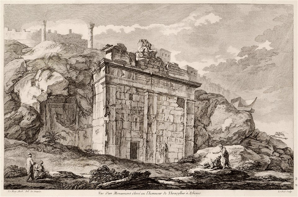 Vue d'un monument élevé en l'honneur de Thrasyllus à Athenes - Le Roy Julien David - 1770
