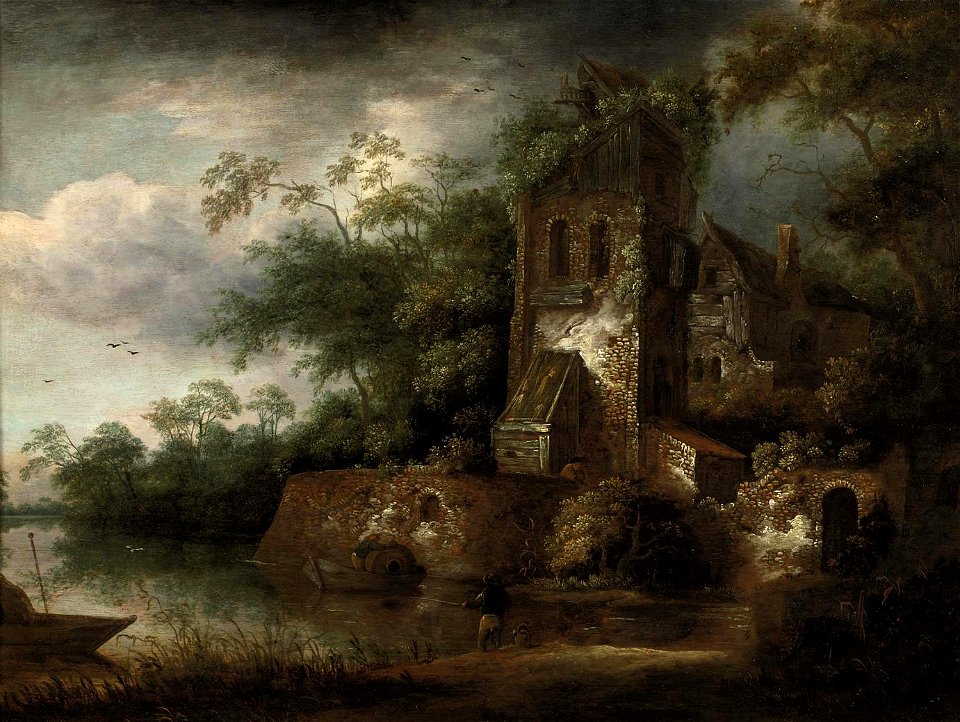 Roelof Jansz. van Vries - A wooded river landscape with fishermen