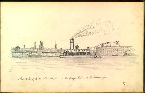 Vue d'un ferry à La Nouvelle Orléans sur le Mississipi