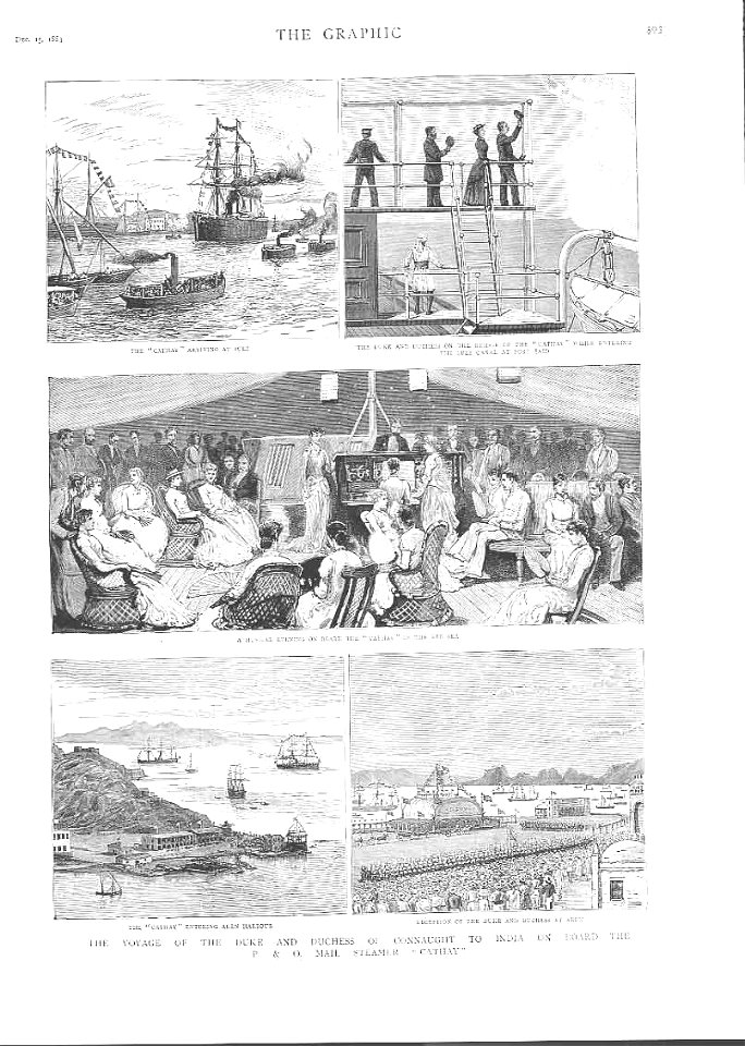 Voyage of the Duke and Duchess of Connaught to India on Board the P. & O. Mail Steamer 'Cathay.' - The Graphic 1883