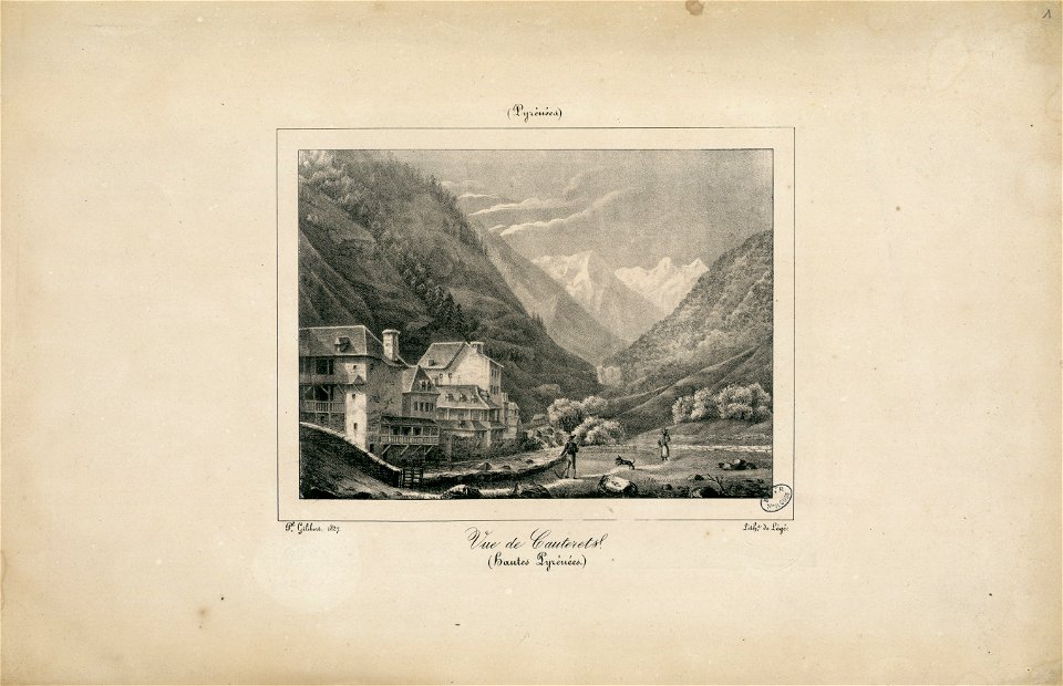 Vue de Cauterets (Hautes Pyrénées) - 1827 - Fonds Ancely - B315556101 A GELIBERT 1 001