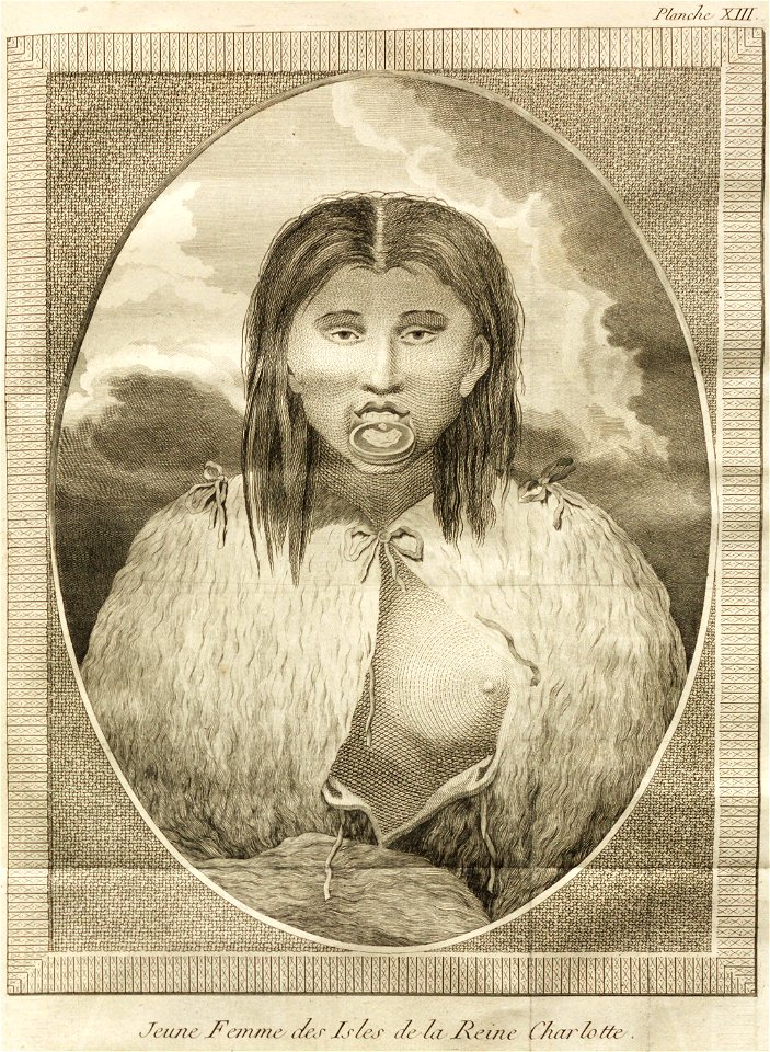 Voyage autour du monde - planche XIII - Jeune Femme des Isles de la Reine Charlotte