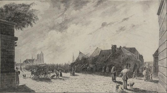 Vue d'une partie du prolongement de la rue Royale, prise à la traversée du Spel straatie, 1829